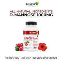 Load image into Gallery viewer, Renew Actives HIGH Potency D-Mannose &amp; Cranberry Complex 1000MG – Urinary Tract Support!
