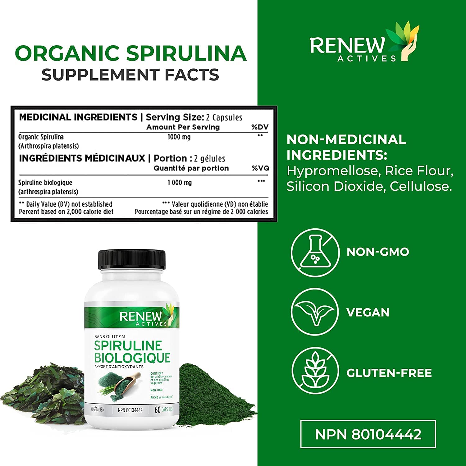 Renew Actives Maximum Strength Spirulina Tablets – Supports Immune System, Heart, Cells and Energy