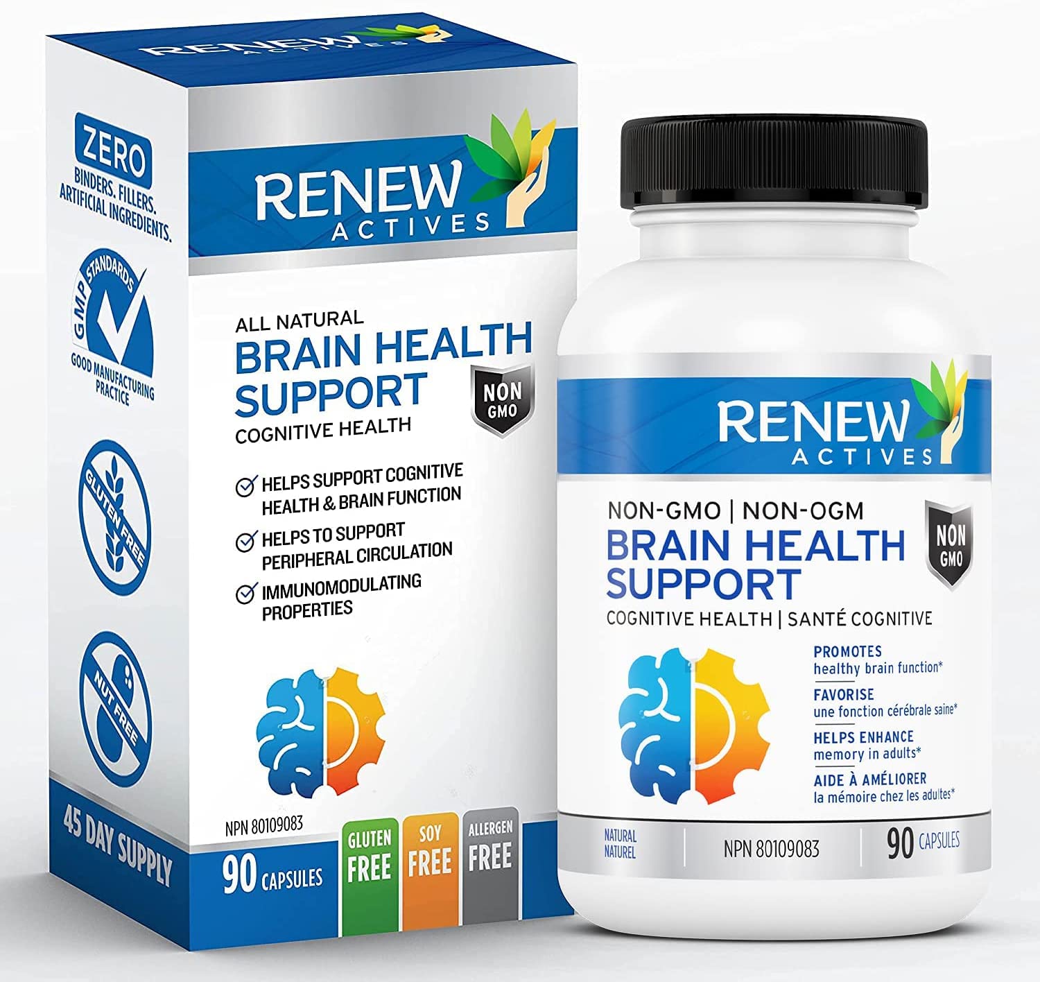 Renew Actives Natural Brain Health Support 90 Capsules  - Cognitive Health, Enhanced Memory, Healthy Brain Functions