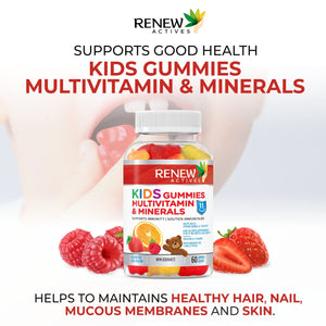 Renew Actives Kids Multivitamin Gummies, (60 Count) Yummy Strawberry/Orange