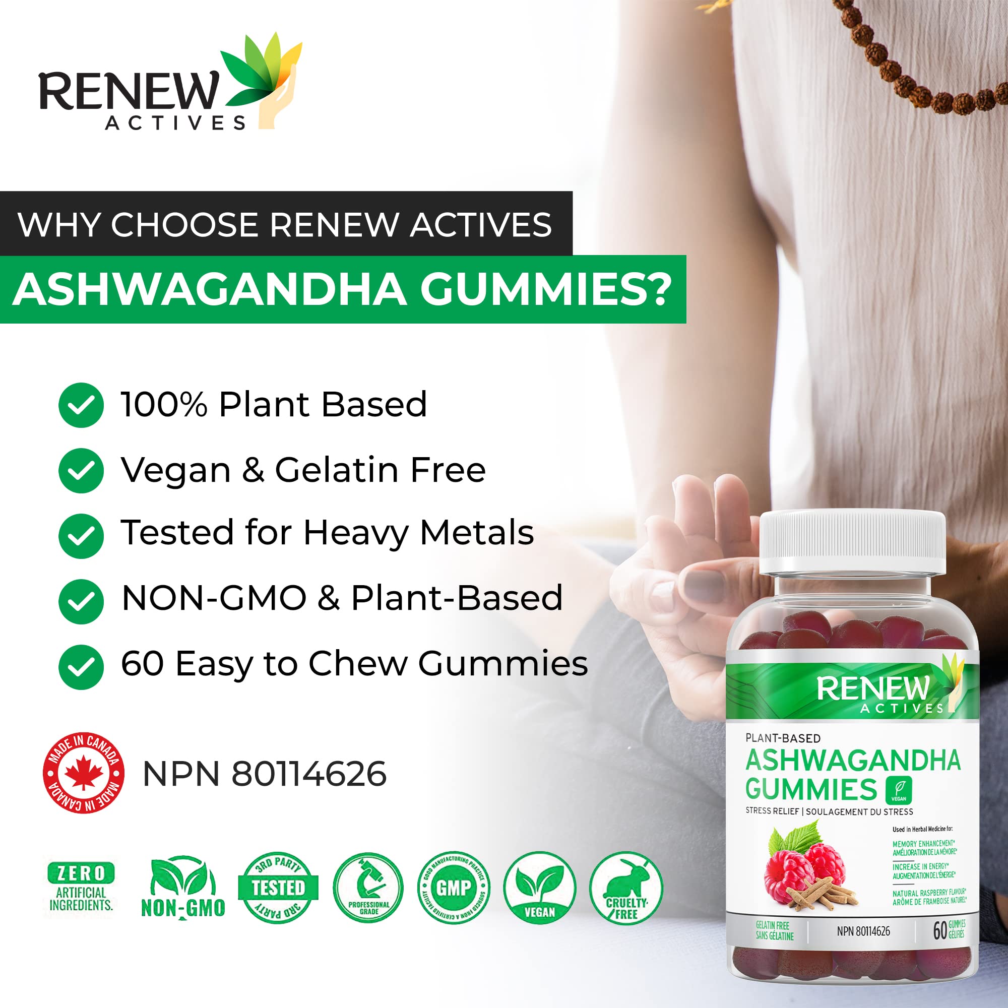 Renew Actives Ashwagandha Gummies, 1500mg, Restore Relaxation, Renew Your Energy