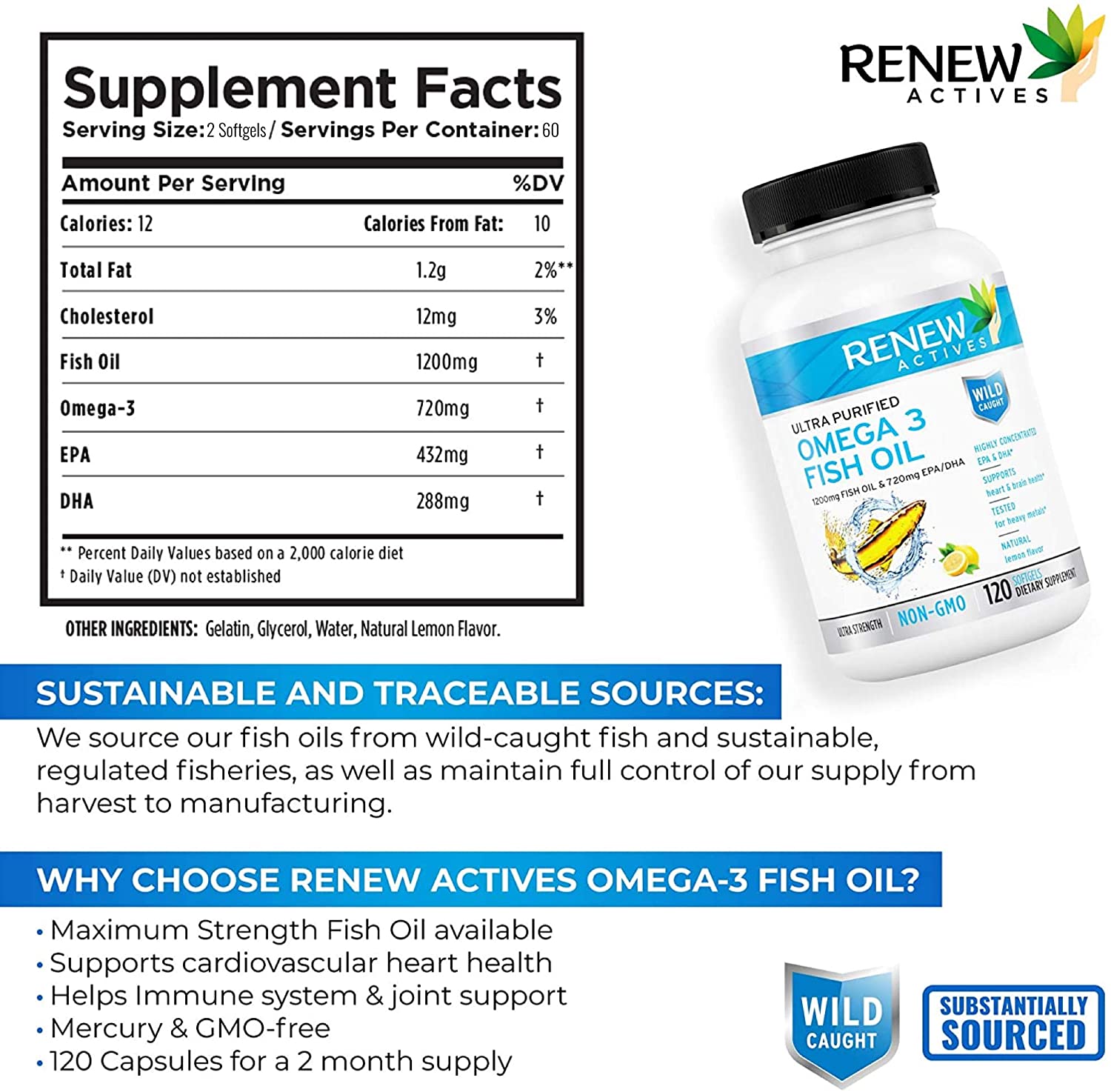 Omega-3 Fish Oil - 120 Softgels