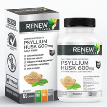 Load image into Gallery viewer, Renew Actives Psyllium Husk Capsules, 600 mg, 120 Capsules, Soluble Fiber Supplement, Natural Stool Softener/Laxatives

