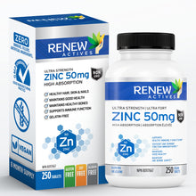 Load image into Gallery viewer, Renew Actives Zinc Supplements 50MG - for Healthy Skin, a Strong Immune System, and Enhanced Hair Growth
