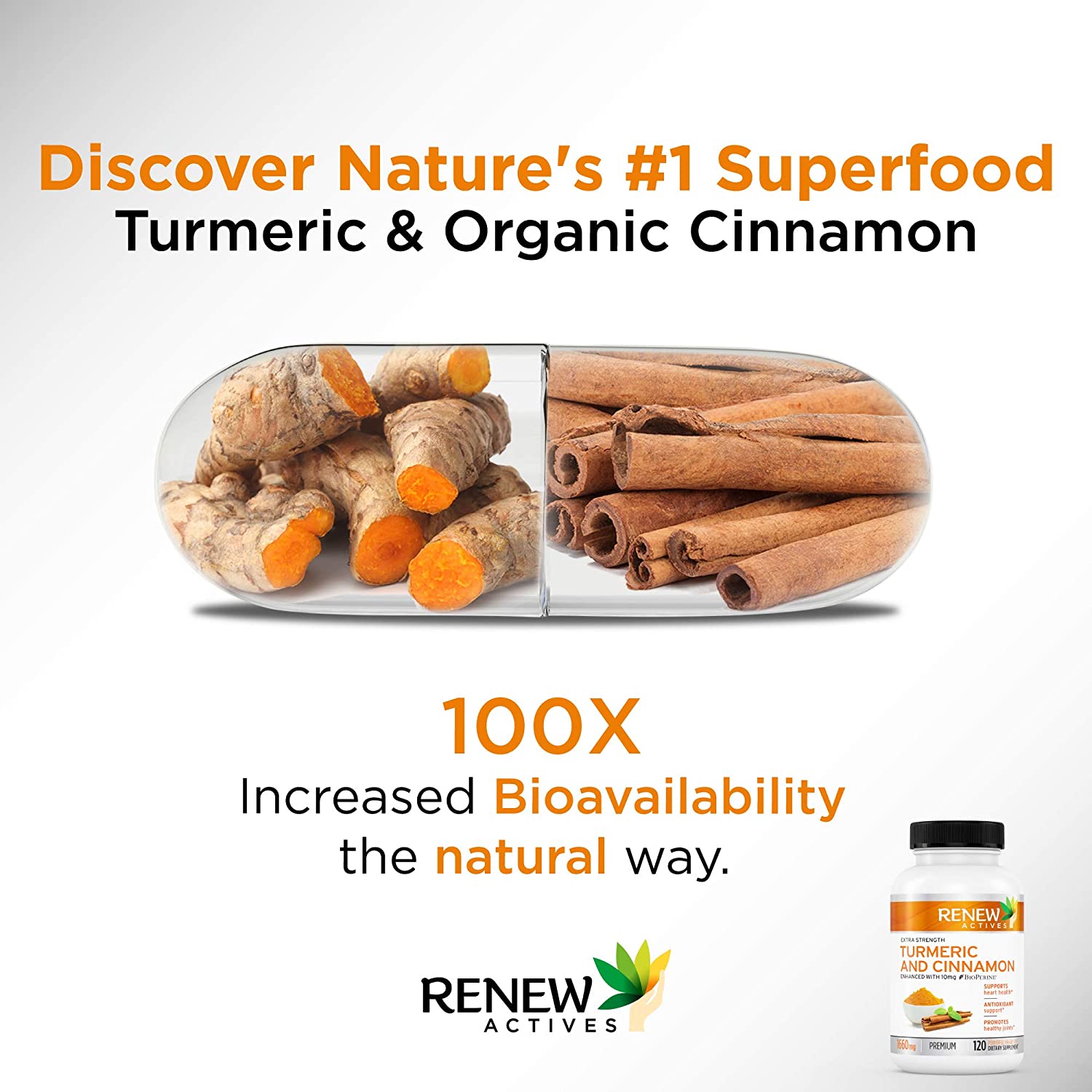 Turmeric Curcumin & Cinnamon - 120 Capsules