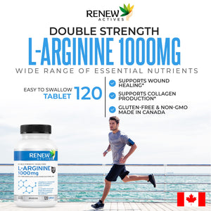 Renew Actives L-Arginine 1000mg, 120 Count, Pre Workout Amino Energy Supplement, for Muscle Recovery & Metabolism Booster