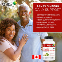 Load image into Gallery viewer, Renew Actives Panax Ginseng Supplement 500mg - Help Boost Energy, Performance &amp; Cognitive Function
